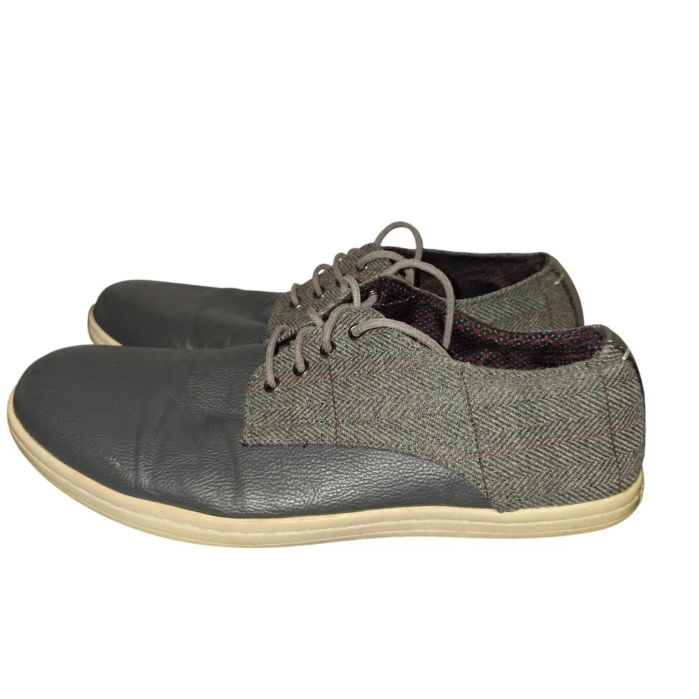 Gray Leather Dress Shoes Casual Lace Up‎ Oxford Style Comfort Mens 10